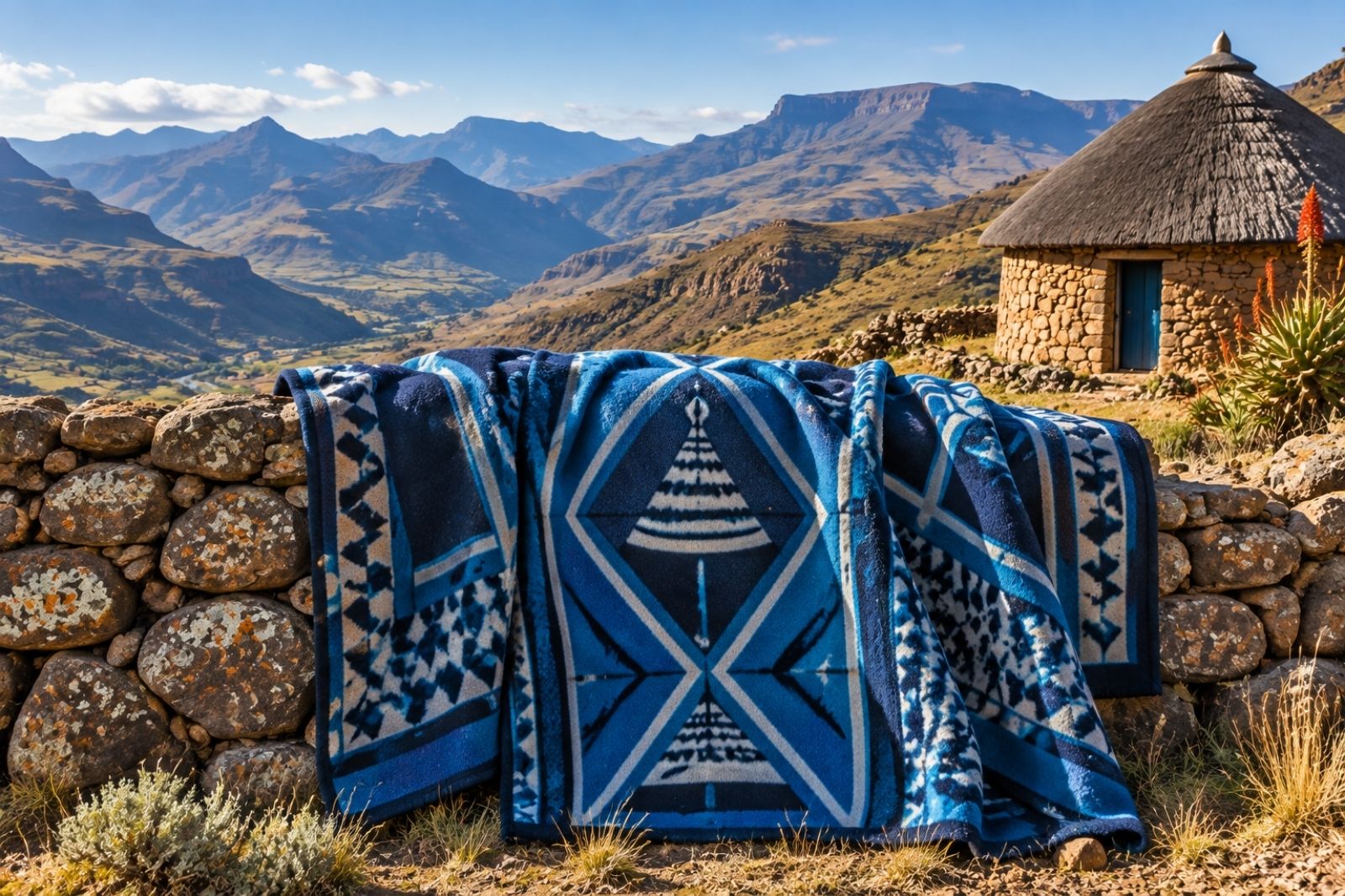 Lesotho — Basotho blanket and mountains